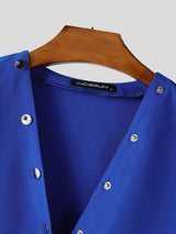 Men's Metal Stud Curved Hem Cropped Long Sleeve Cardigan SKUL41021