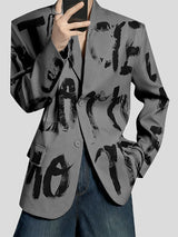 Men's Letter Print Long Sleeve Blazer SKUL37516