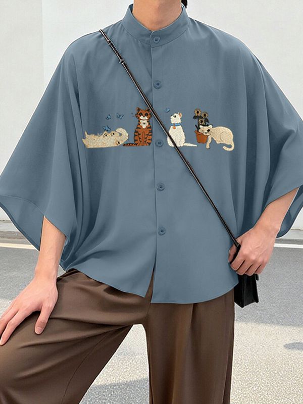 Men's Animal Embroidery Casual Shirt SKUL40213