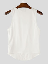 Men's Avant-Garde Lace Panel Square Neck Slim Fit Cropped Corset Tank SKUL65421