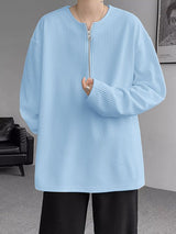 Men's Knit Texture Half Zip Long Sleeve T-Shirt SKUL36582