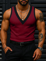 Mens Colorblock V-Neck Casual Tank SKUL15206