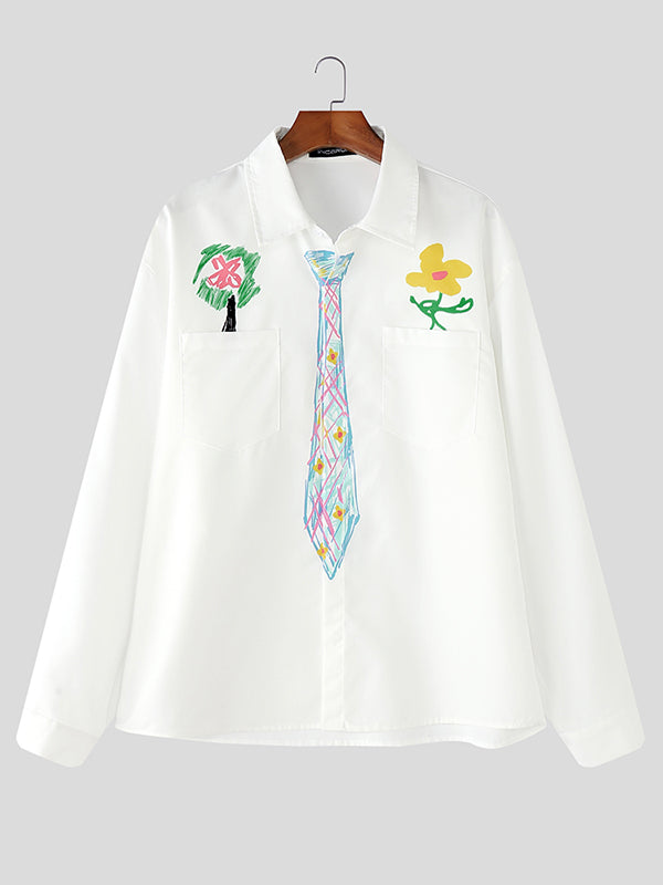 Mens Graffiti Print Long Sleeve Shirt SKUL07655