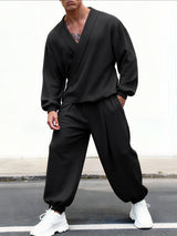 Men's Solid Color Casual Two Pieces Outfit SKUL45418