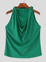 Mens Solid Color Textured Twist Design Tank SKUL12457