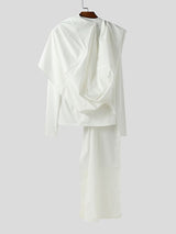 Men's Solid Pleated Flap Long Sleeve T-Shirt SKUL34186