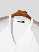 Mens Sheer Mesh V-Neck Short Sleeve T-Shirt SKUL18909