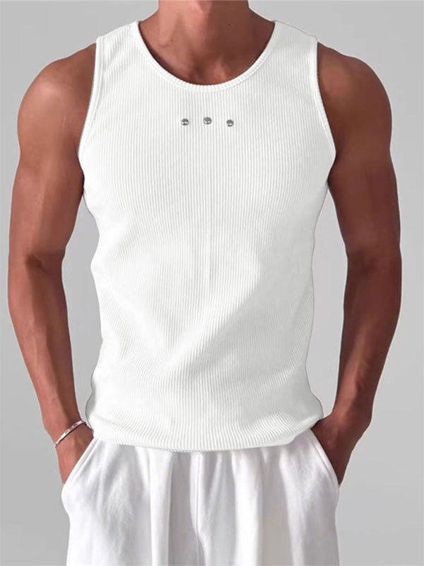 Men's Stud Patchwork Knit Texture Casual Tank SKUL24563