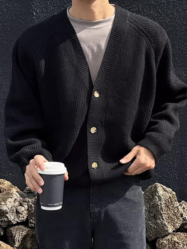 Mens Knit V-Neck Long-Sleeve Cardigan SKUK80600