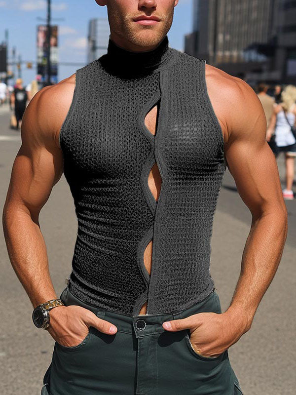 Mens Waffle Texture Cut-Out Tank SKUL05986