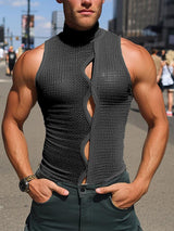 Mens Waffle Texture Cut-Out Tank SKUL05986