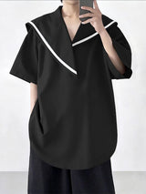 Men's Asymmetric Neck Long Sleeve Shirt SKUL41463
