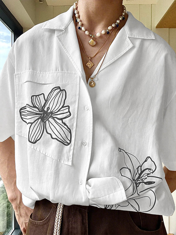 Mens Floral Print Short Sleeve Shirt SKUL06582