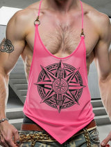 Men's Metal Ring Buckle Semi-Sheer Strap Tank SKUL36508