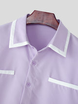 Mens Colorblock Patchwork Short Sleeve Shirt SKUL05675