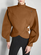 Men's Deconstructed Adjustable Buckle Waist Long Sleeve Jacket SKUL35242