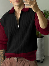 Men's Knit Colorblock Half-Zip Long Sleeve Sweater SKUL28248