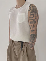 Mens Solid See Through U-Neck Sleeveless Vest SKUK64774