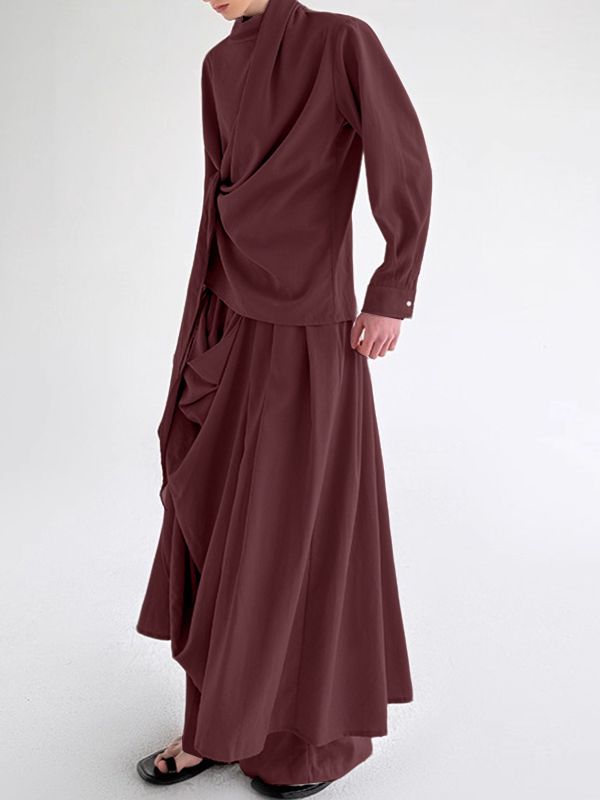 Men's Solid Deconstructed Casual Two Pieces Outfit SKUL28244