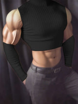 Men's Solid Texture Cropped T-Shirt SKUL28379