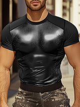 Mens Shiny Colorblock Short Sleeve T-Shirt SKUL13868