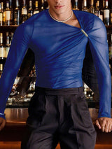 Men's Sheer Mesh Long Sleeve T-Shirt SKUL28377