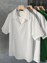 Mens Solid Color Textured Short Sleeve Shirt SKUL21433