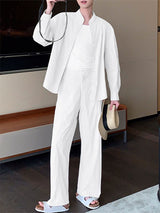 Men's Minimalist Solid Color Casual Two Pieces Outfit SKUL30478