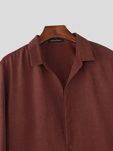 Men's Solid Color Long Hem Long Sleeve Shirt SKUL30804