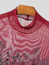 Men's Dark Style Print Sheer Long Sleeve T-shirt SKUL50521