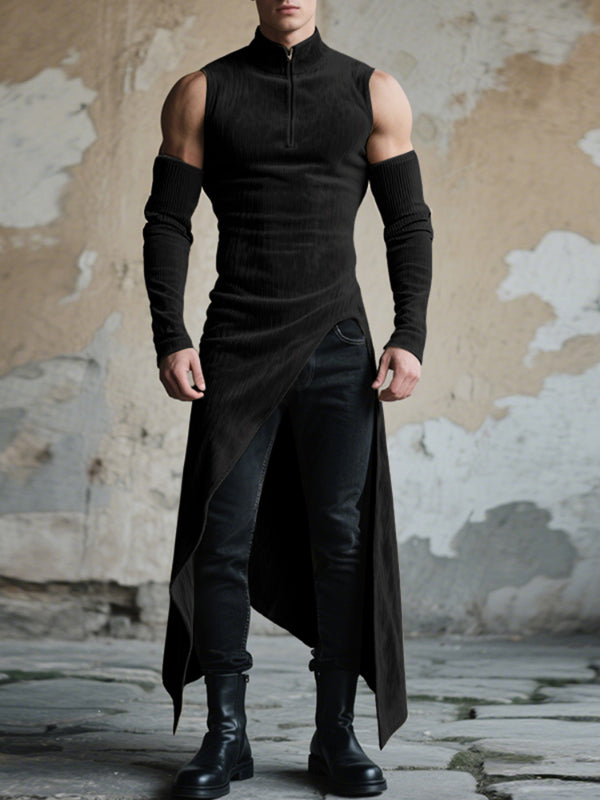 Men's Solid Color Split Hem Casual T-Shirt SKUL25094