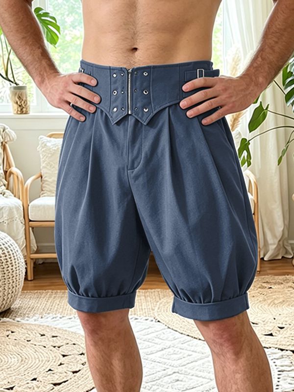 Men's Avant-Garde Corset High-Waist Multi-Buckle Balloon Short SKUL63807