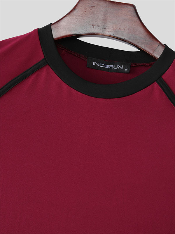 Men's Colorblock Crew Neck Short Sleeve Bodysuit SKUL21117