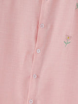 Men's Casual Minimalist Print Moon and Floral Short Sleeve Shirt SKUL74814
