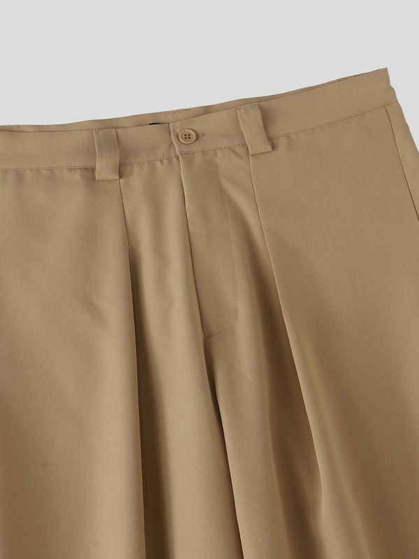 Men's Harajuku Streetwear Pleated Wide Leg Loose Casual Culotte Short SKUL68995
