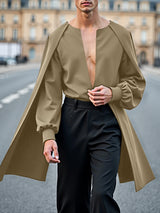 Men's Cape Patchwork Hollow Long Sleeve Shirt SKUL41719