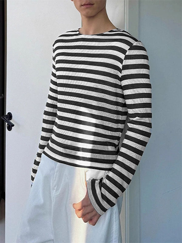 Mens Striped Knit Long Sleeve T-Shirt SKUL22817