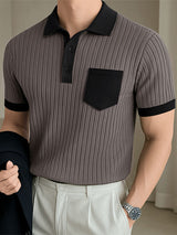 Mens Colorblock Textured Knit Short Sleeve Shirt SKUL16179