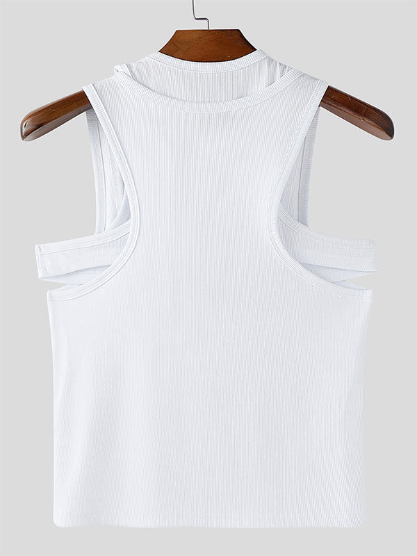 Mens Textured Stretch Two-Piece Cropped Tank SKUL13710