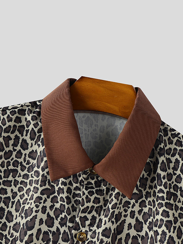 Mens Leopard Print Short Sleeve Shirt SKUL10755