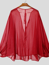 Men's Sheer Pleated Long Sleeve T Shirt SKUL35163