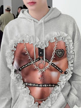 Men's Abs Print Metal Chain Patchwork Long Sleeve Sweatshirt SKUL42251