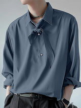 Mens Half Placket Collared Long Sleeve Shirt SKUK73518