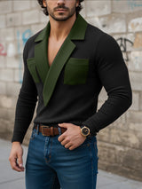 Men's Knit Textured Color Block Sweater SKUL45415