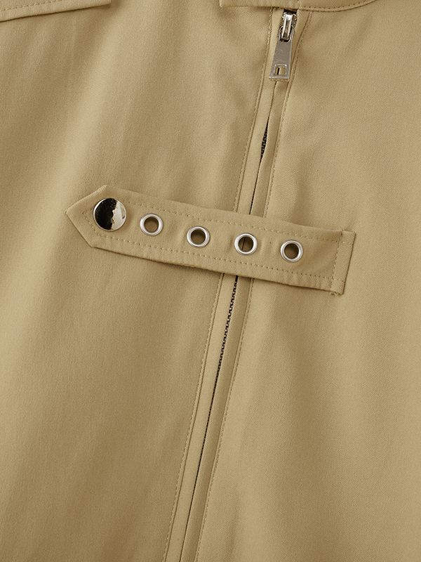 Men's Strap Patchwork Stand Collar Long Sleeve Jacket SKUL41074