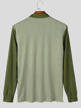 Men's Avant-Garde Early Autumn Urban Casual Contrast Colorblock Muscle Fit Long Sleeve T-shirt SKUL83114