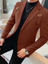 Mens Solid Color Casual Long-Sleeve Blazer SKUK81458