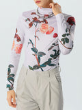 Mens Floral Print High Neck T-Shirt SKUK28437