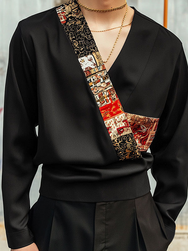 Mens Ethnic Print Long Sleeve Cardigan SKUL01187