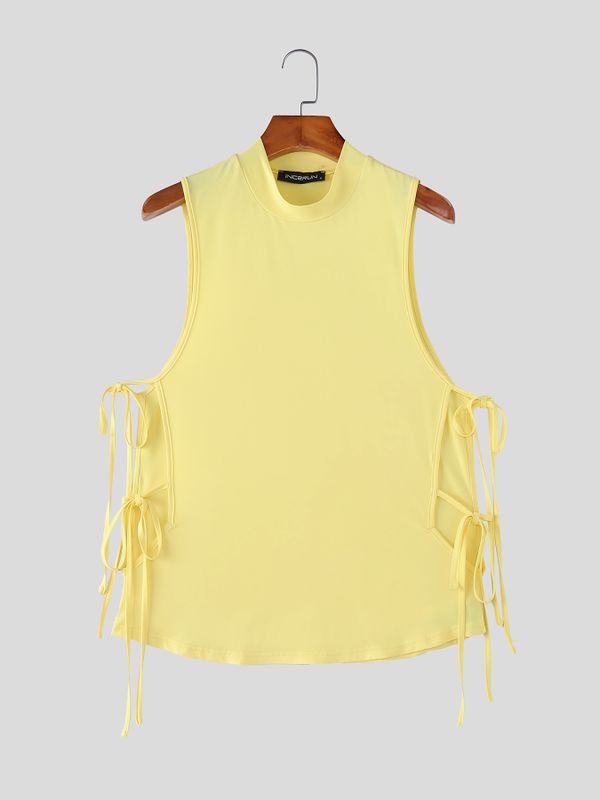 Men's Solid Color Deconstructed Side Hollow Tank SKUL57676